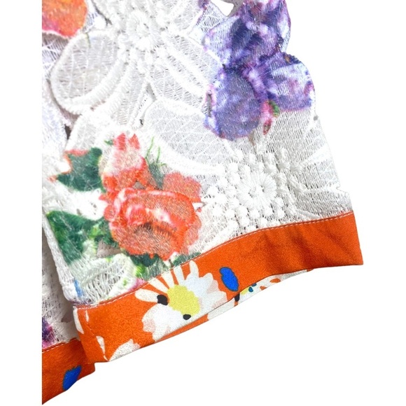 Michael Simon Orange Ivory Cut Out Lace Floral Blazer Jacket SZ Petite PS - Picture 4 of 10